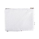 Reverse Sequin Makeup Bag / Pencil Case,  4 Pack, 6.5 x 8&quot; - White / Silver