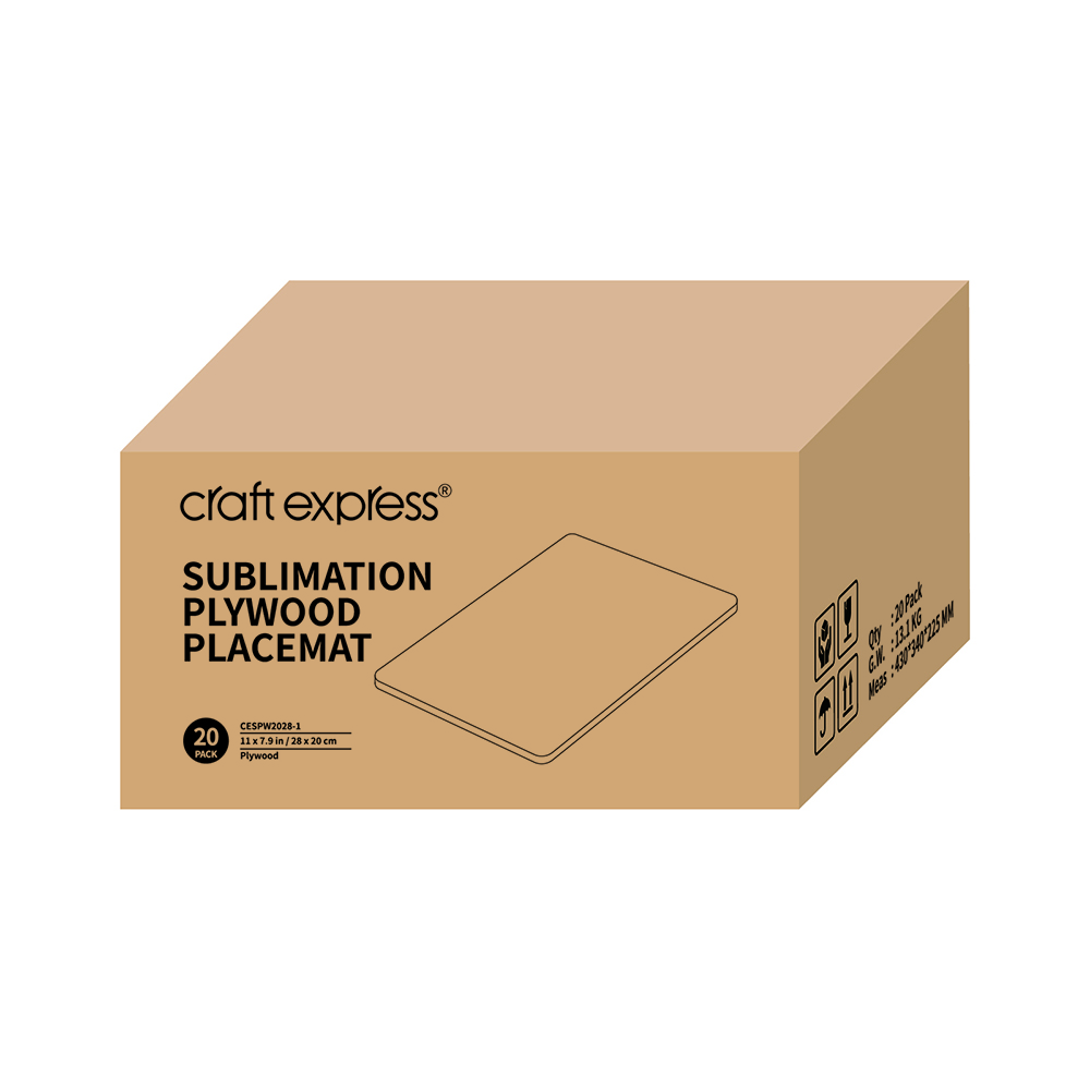 Sublimation Plywood Placemat, 4 pack, 7.87 x 11''
