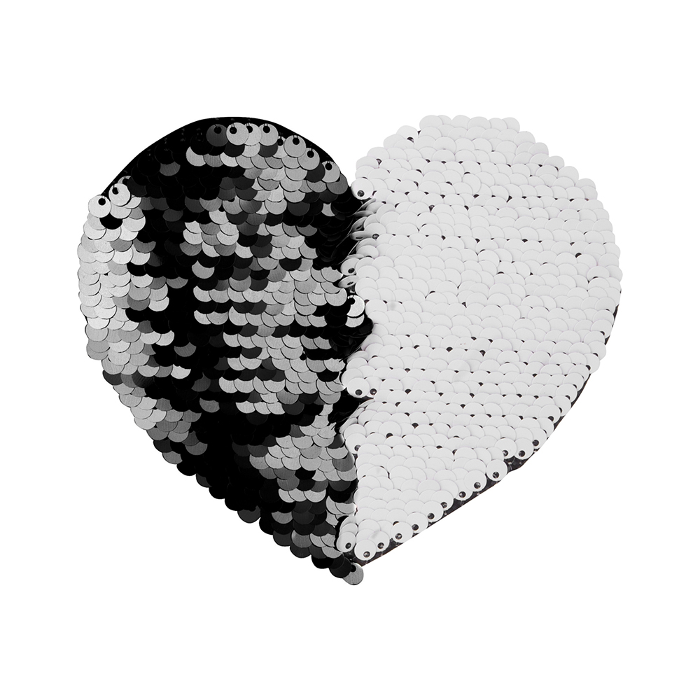 Flip Sequins Adhesive Heart, 2/pack - Black W/White
