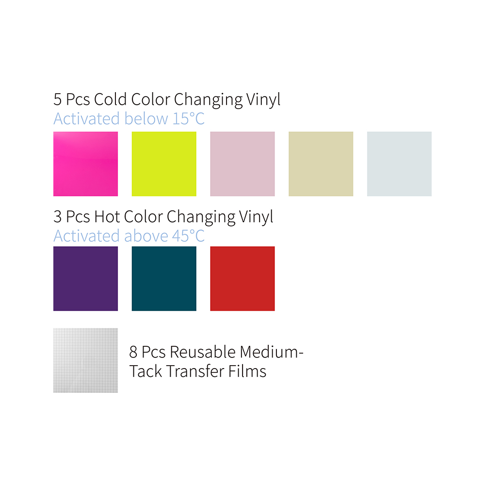 Assorted Color Changing Adhesive Vinyl Sheets Pack(8 Sheets Vinyl)