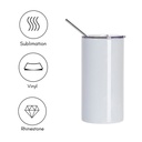 16 oz. Stainless Steel Skinny Vacuum Insulated Tumbler w/ Lid &amp; Straw, 4 Pack - White