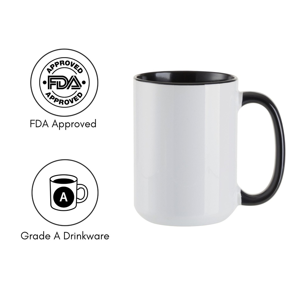 Two Tone Mug, 15 oz. 6 Pack - White/Black