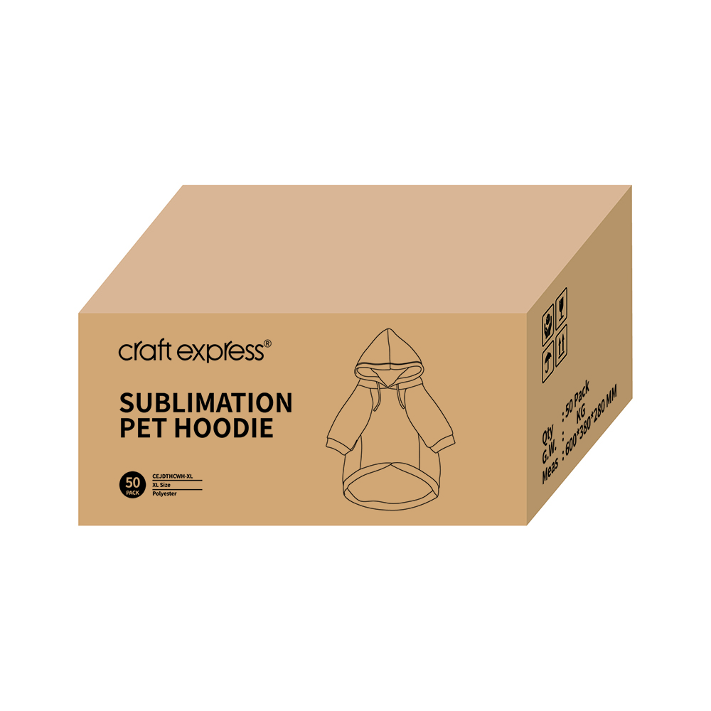 Sublimation Pet Hoodie, 2pack, XL - White