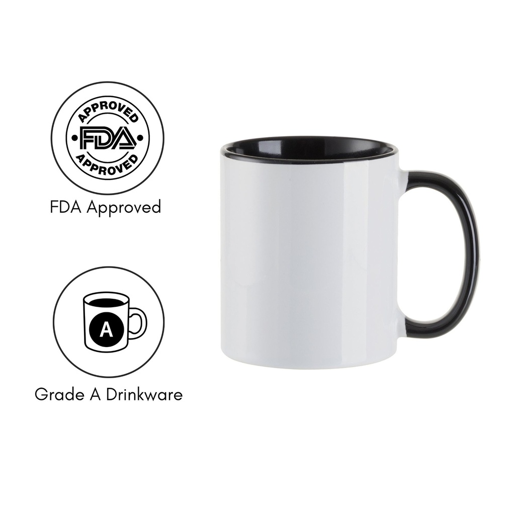 Two Tone Mug, 11 oz. 6 Pack - White/Black