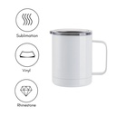 12 oz. Stainless Steel Lidded Mug, 4 pack - White