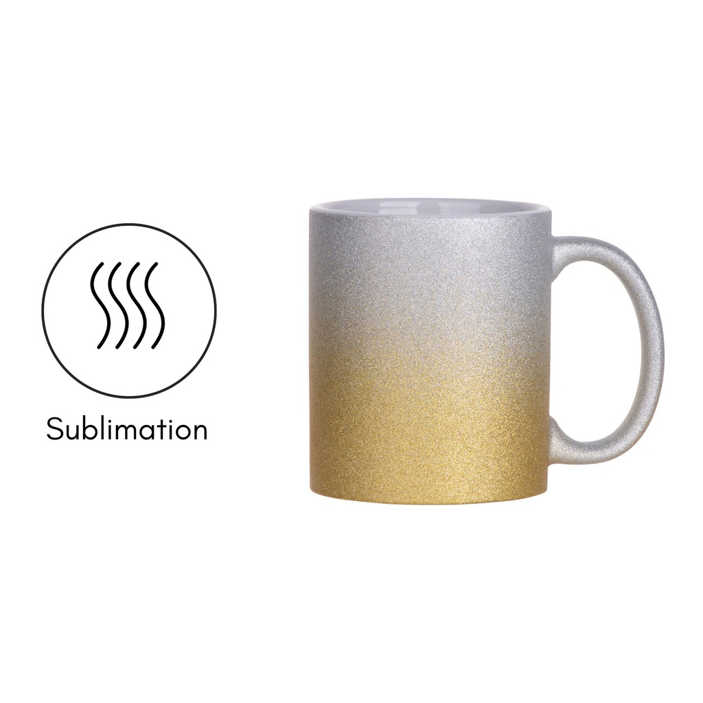 11oz/330ml Glitter Mug Gradient Bottom Glitter Mug, 6 Pack - Silver+Gold