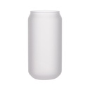 Craft Express 6 Pack 18oz Frosted Glass Can-Shaped Mugs with Bamboo Lids and Clear Glass Straws for Sublimation Printing