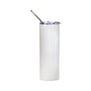20oz/600ml Glitter Sparkling Stainless Steel Skinny Tumbler w/ Straw - White