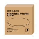 PU Leather Round Mug Coaster, 4 pack, φ3.93&quot; - White