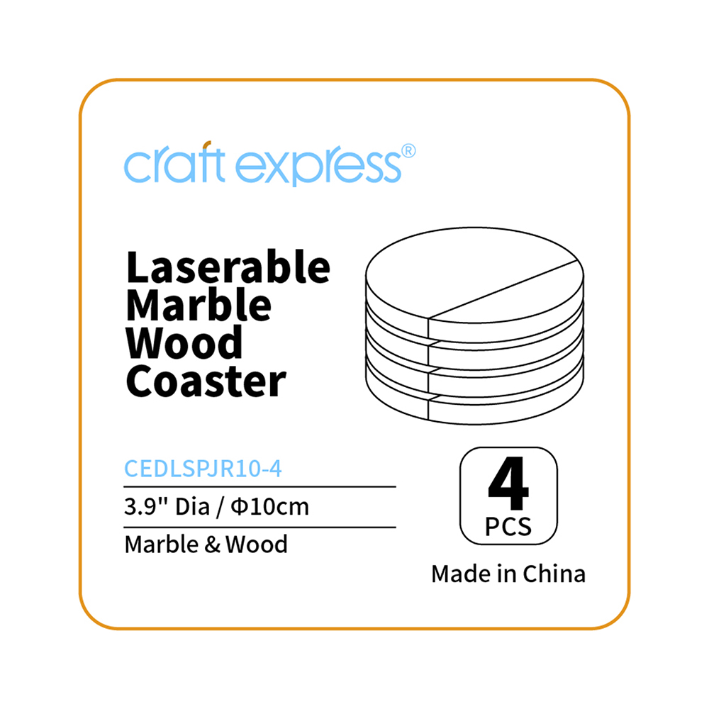Engraving Marble Wood Coasters Round, 4 pack, φ10*1cm