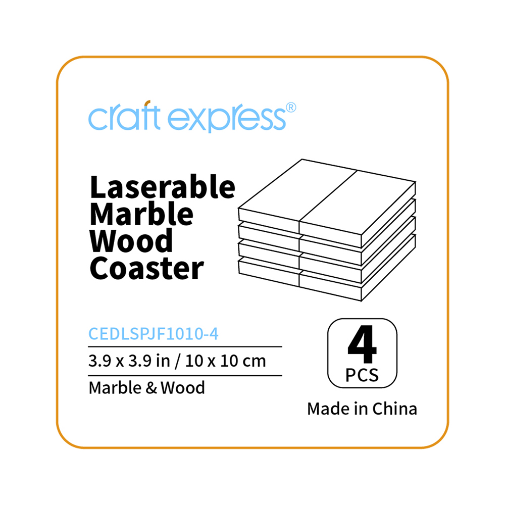 Engraving Marble Wood Coasters Square, 4 pack, 10*10*1cm