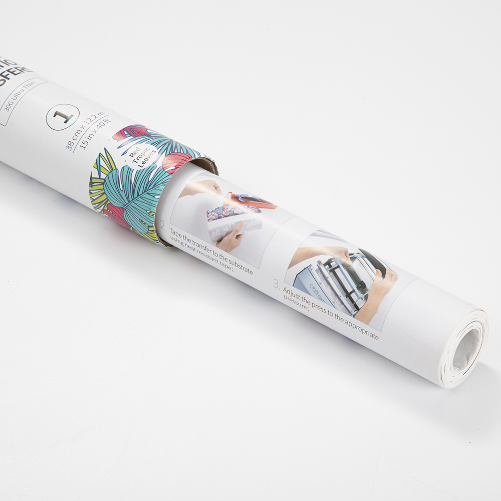 Hydro Sublimation Transfer Paper Roll(Red Tropic Leaves, 38*1220cm/ 15in x 40ft)