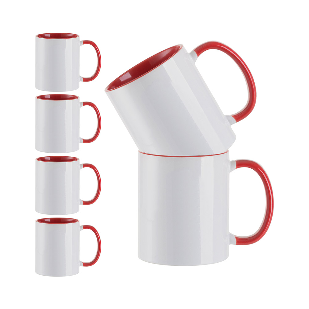Craft Express 6-Pack 11oz. Contrast Red Handle Sublimation Mugs (copy)