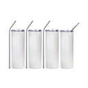 Craft Express 4 Pack 20oz Glitter Sparkling Stainless Sublimation Steel Skinny Tumbler with Straw