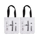 Reverse Sequin Double Layer Tote Bag, 2 Pack, 13.7&quot; x 15&quot; - White / Silver