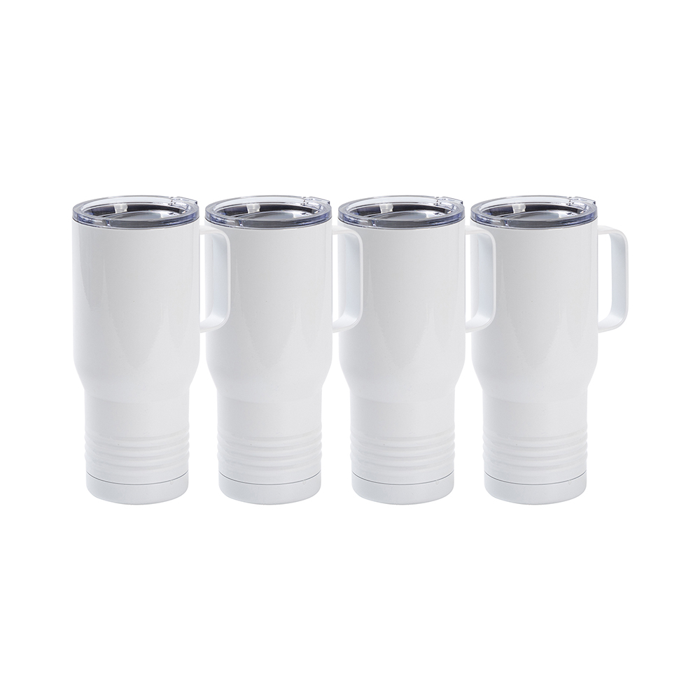 Craft Express 4 Pack 22oz Stainless Steel Tumbler with Handle with Ringneck Grip
