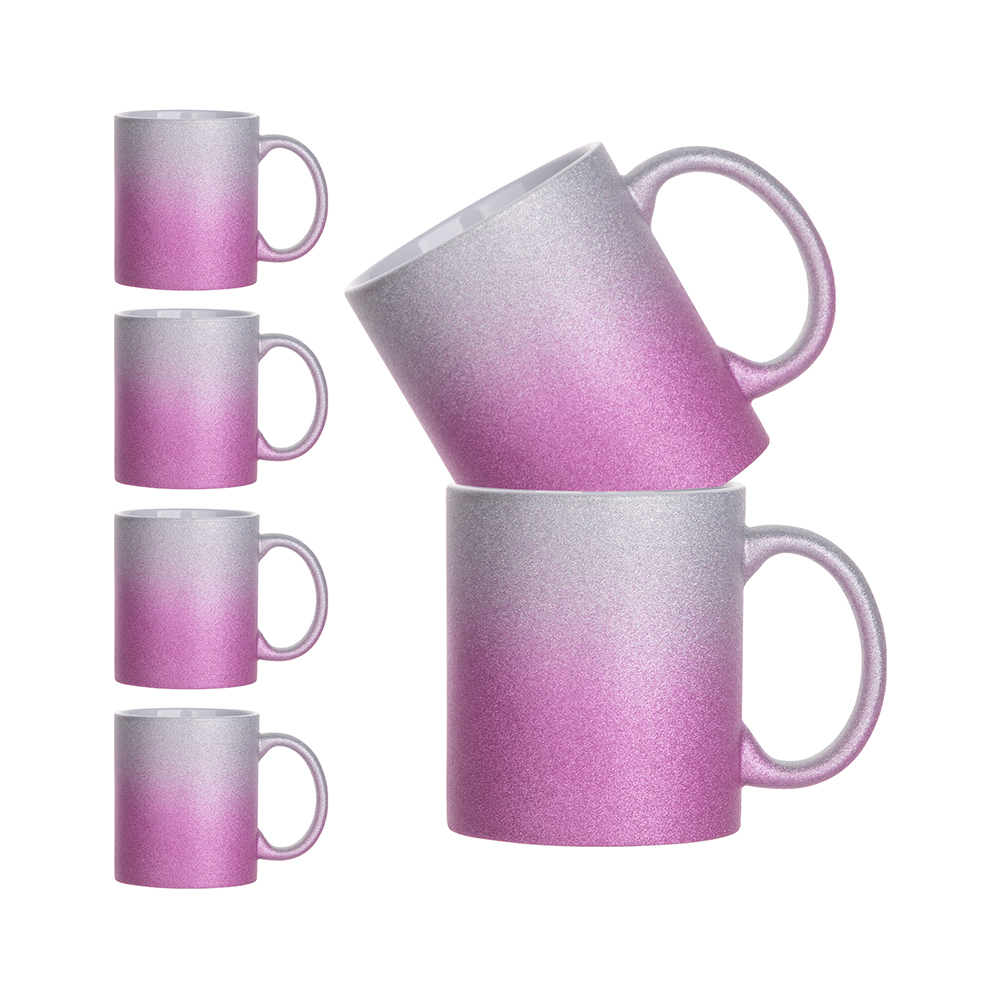 Craft Express 6-Pack 11oz Silver Pink Ombre Glitter Sublimation Mugs