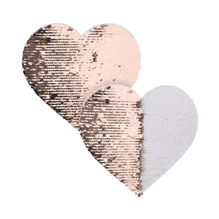 Flip Sequins Adhesive Heart, 2/pack - Champagne W/White
