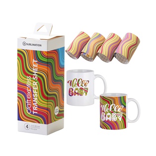Craft Express 4 Pack of Color Waves Mug Size Sublimation Transfer Sheets - 4.5 x 12 Inch Sheets