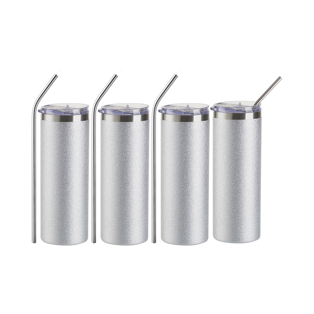 Craft Express  4 Pack Silver Glitter 20 oz Sublimation Tumblers