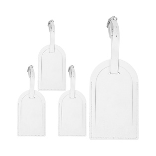 Double Side PU Leather Luggage Tag, 4 pack, 4.5 x 2.7'' - White, Arcuation Shape
