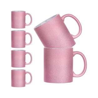 Craft Express 6-Pack 11oz Pink Glitter Sublimation Mugs